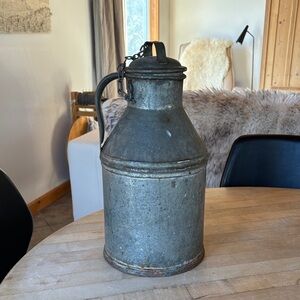 Antique Industrial Galvanized Milk Jug